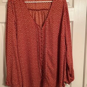 Torrid Rust and White Polka Dot Blouse perfect colors for fall Size 4
